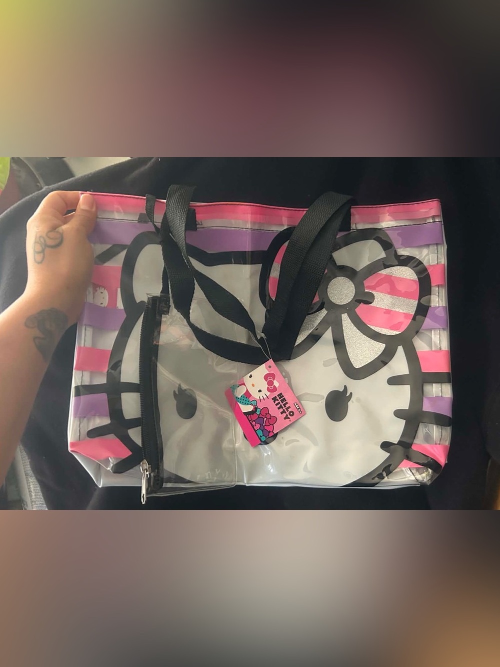 Sanrio Hello Kitty Clear Tote Bag in Pink, Purple & Black